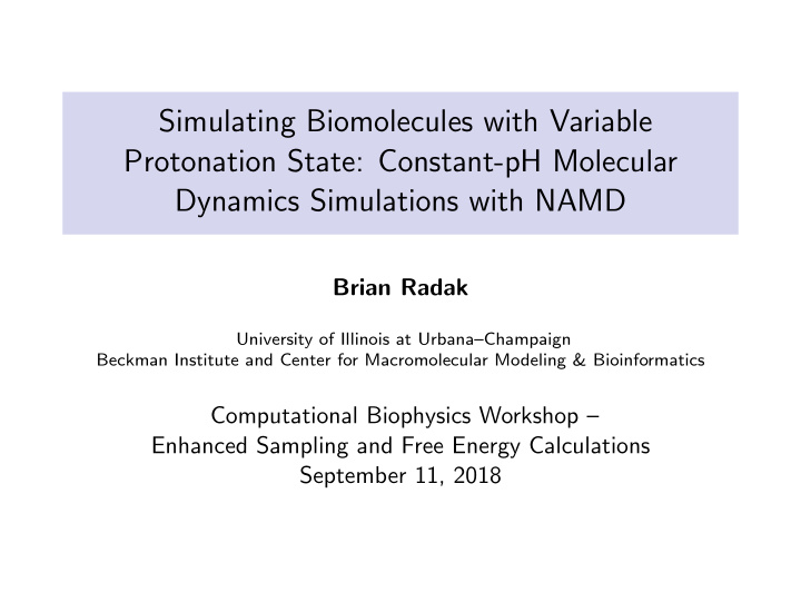 simulating biomolecules with variable protonation state