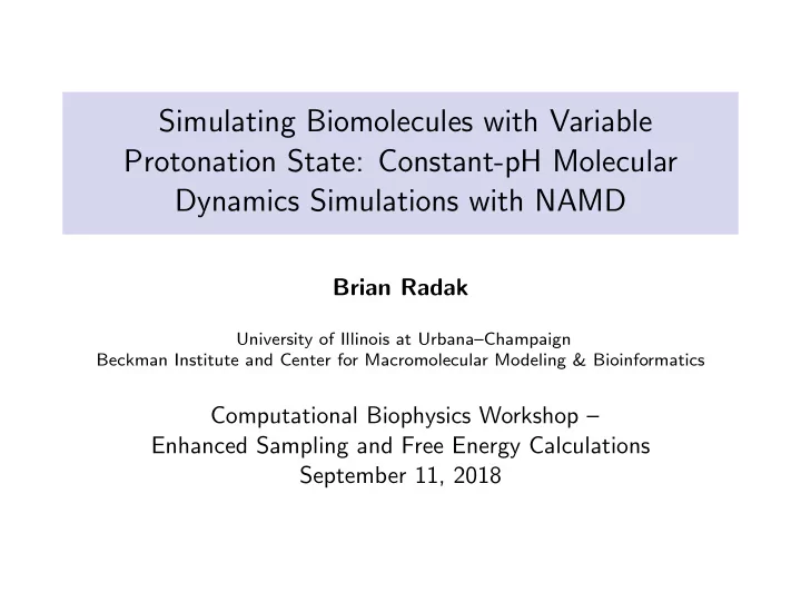 simulating biomolecules with variable protonation state