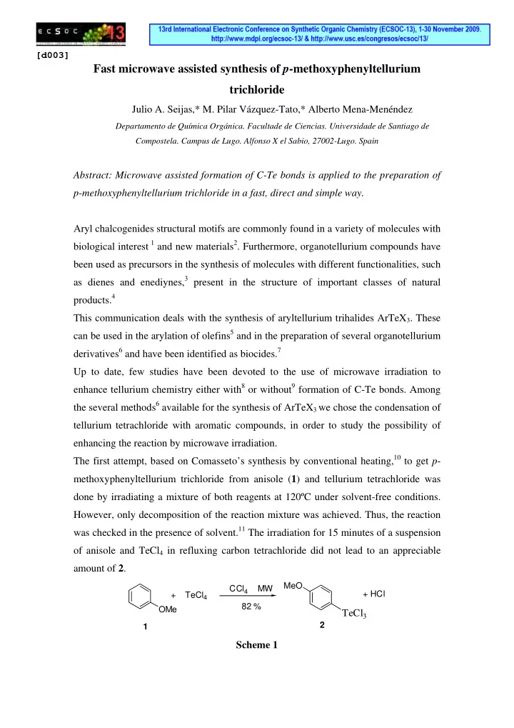 fast microwave assisted synthesis of p