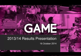 2013/14 Results Presentation  16 October 2014  Important Notice This presentation includes