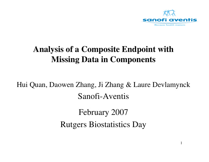 analysis of a composite endpoint with missing data in