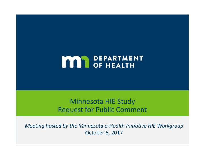 minnesota hie study request for public comment