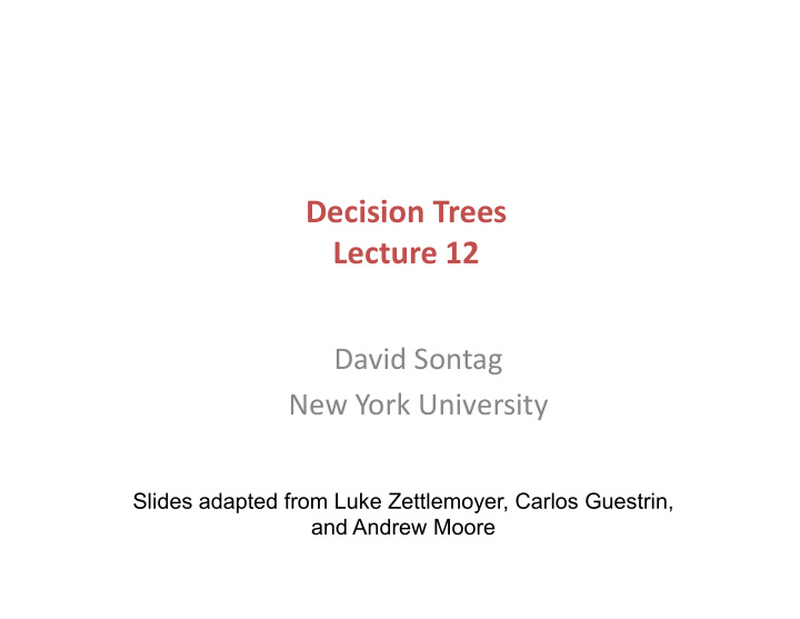 decision trees lecture 12