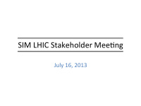 sim lhic stakeholder mee1ng