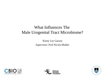 What Influences The  Male Urogenital Tract Microbiome?  Kirsty Lee Garson  Supervisor: Prof Nicola