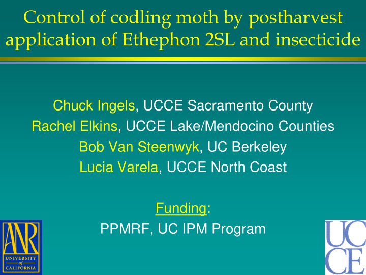 control of codling moth by postharvest application of