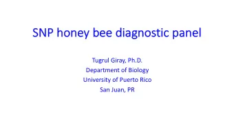 SNP  SNP ho  hone  ney be  y bee di  diagno  gnostic pa  c pane  nel  Tugrul Giray, Ph.D.