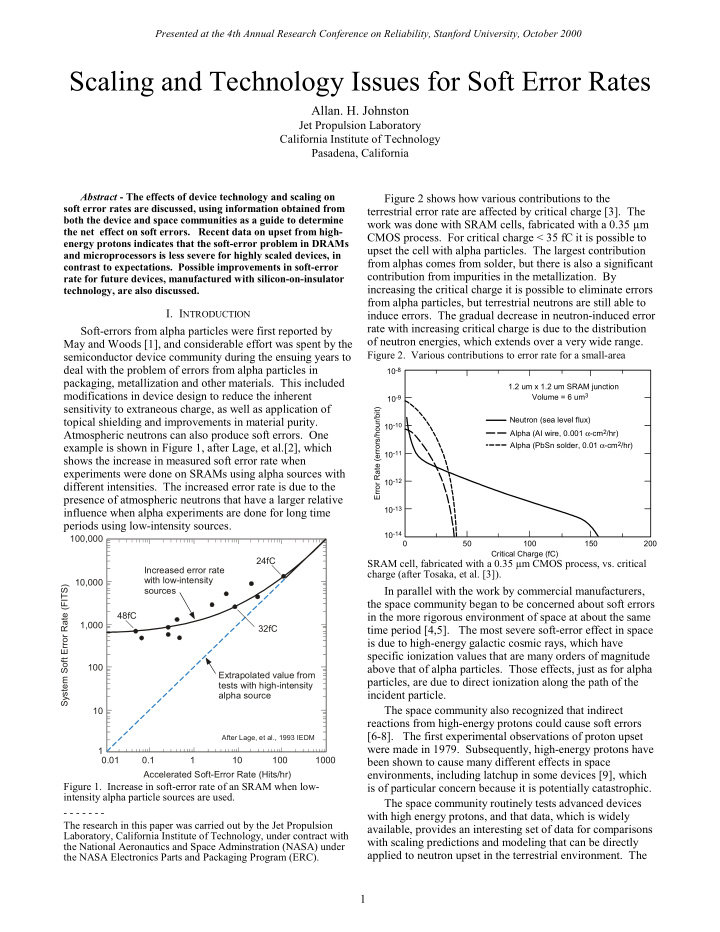 scaling and technology issues for soft error rates