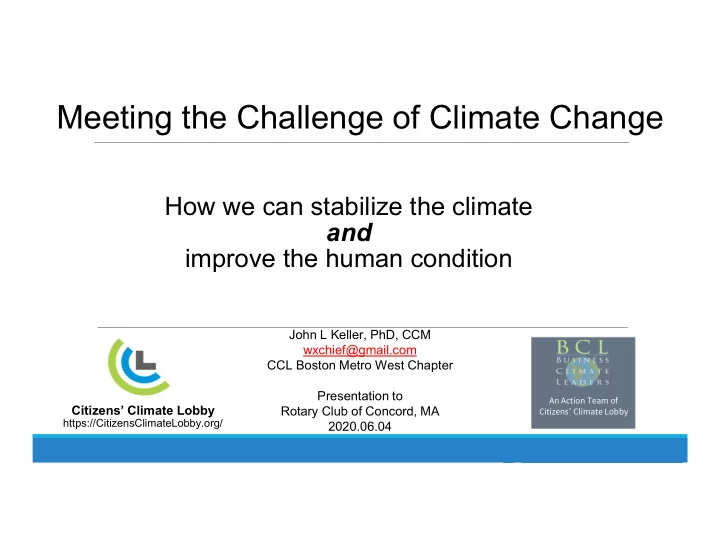 meeting the challenge of climate change