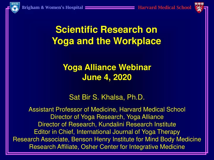 scientific research on yoga and the workplace