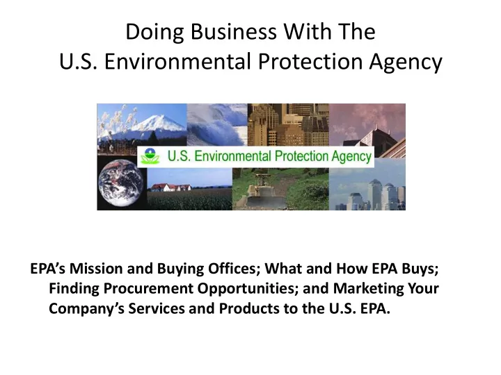 doing business with the u s environmental protection