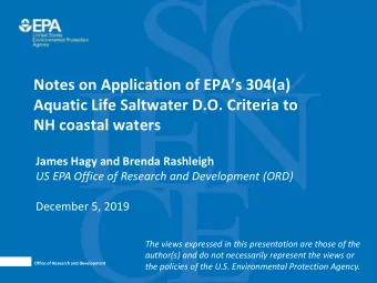 Notes on Application of EPAs 304(a)  Aquatic Life Saltwater D.O. Criteria to  NH coastal waters