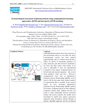 MOL2NET, 2018 , 4, doi:10.3390/mol2net-04-xxxx  2  models were subsequently extensively validated