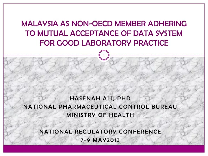 malaysia as non oecd member adhering to mutual acceptance