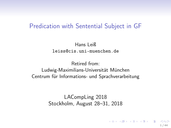 predication with sentential subject in gf