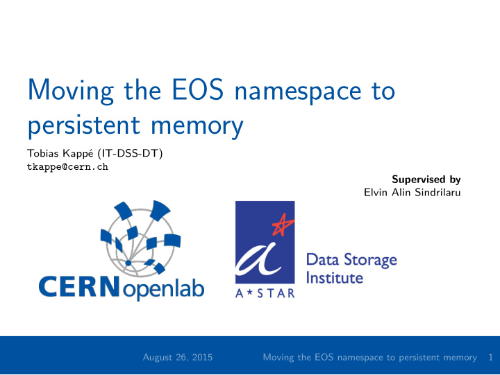 moving the eos namespace to persistent memory