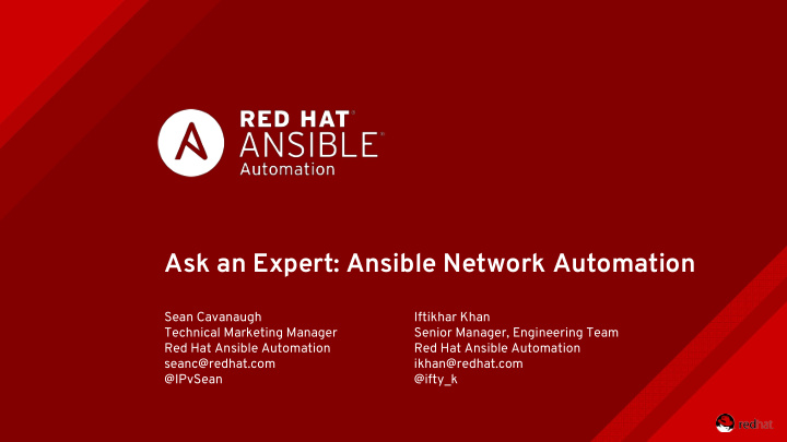 ask an expert ansible network automation