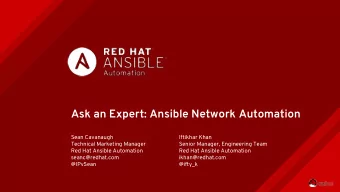 Ask an Expert: Ansible Network Automation  Sean Cavanaugh  Iftikhar Khan  Technical Marketing