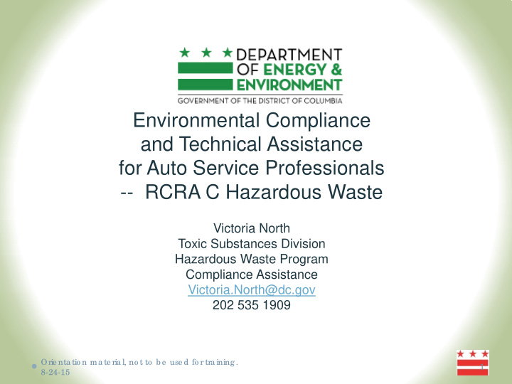 environmental compliance and technical assistance for