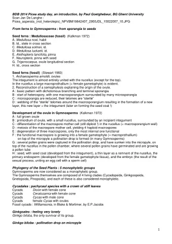 1  Ginkgo biloba, without and with pollen grains  Top row : no pollen is entering the pollination,