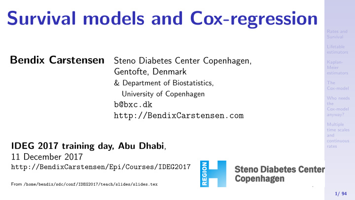 survival models and cox regression