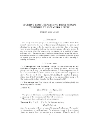 COUNTING HOMOMORPHISMS TO FINITE GROUPS:  PRESENTED BY ALEXANDER I. SUCIU  TYPESET BY M. L. FRIES