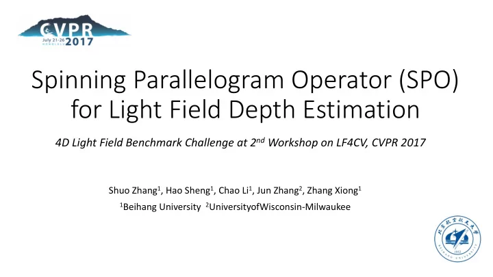 spinning parallelogram operator spo for light field depth