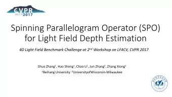 Spinning Parallelogram Operator (SPO)  for Light Field Depth Estimation 4D Light Field Benchmark