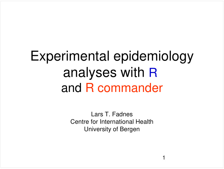 experimental epidemiology