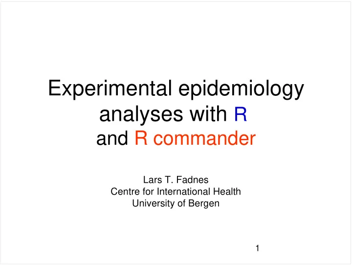 experimental epidemiology