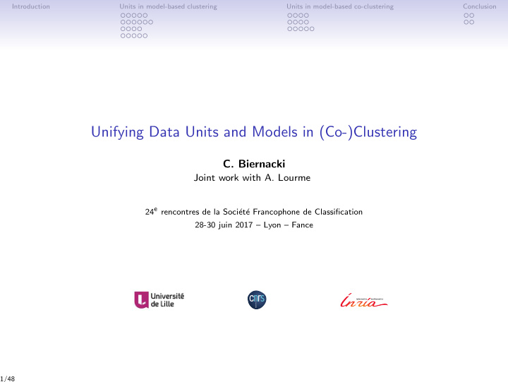 unifying data units and models in co clustering