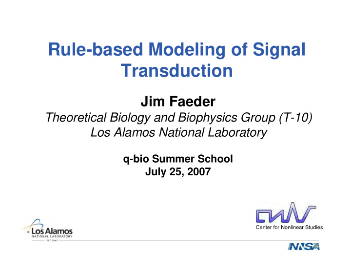rule based modeling of signal transduction