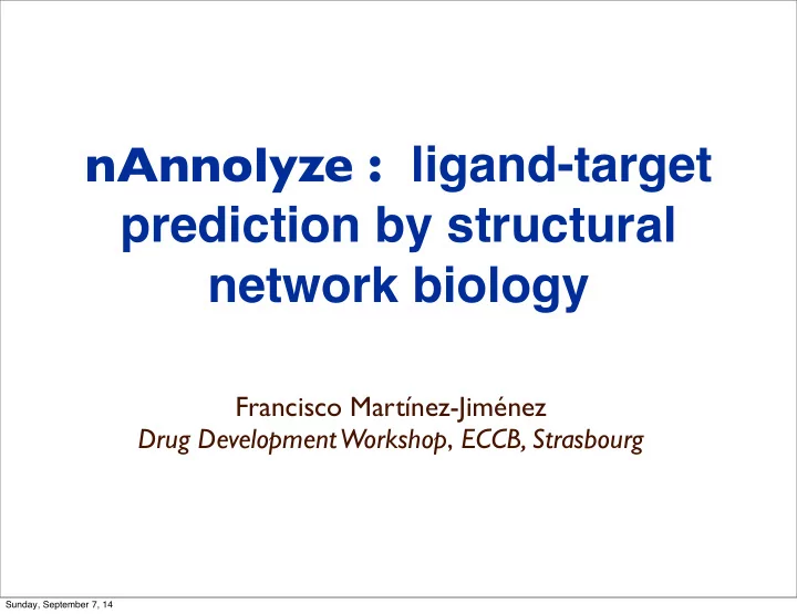 nannolyze ligand target prediction by structural network