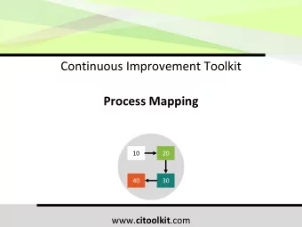 Continuous Improvement Toolkit  Process Mapping  10  20  40  30 www. citoolkit .com  The Continuous