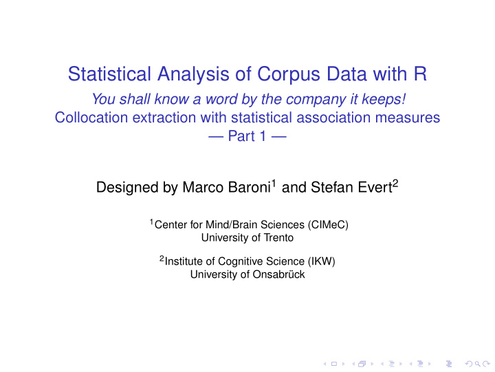 statistical analysis of corpus data with r