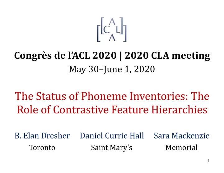 the status of phoneme inventories the role of contrastive