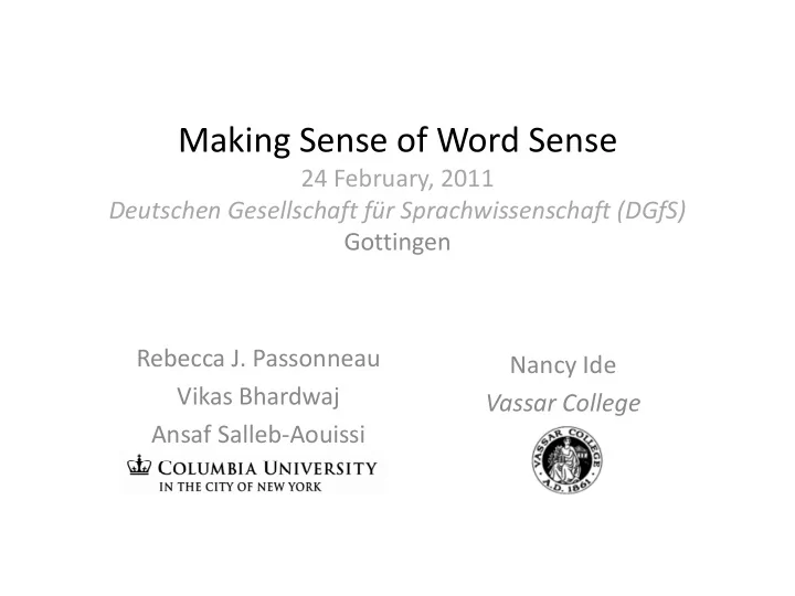 making sense of word sense