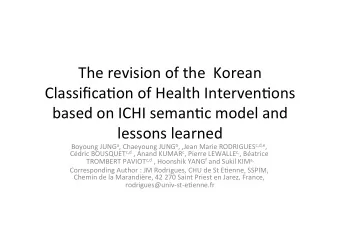 The  revision  of  the    Korean    Classifica3on  of  Health
