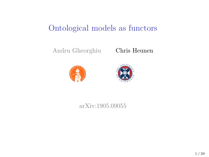 ontological models as functors