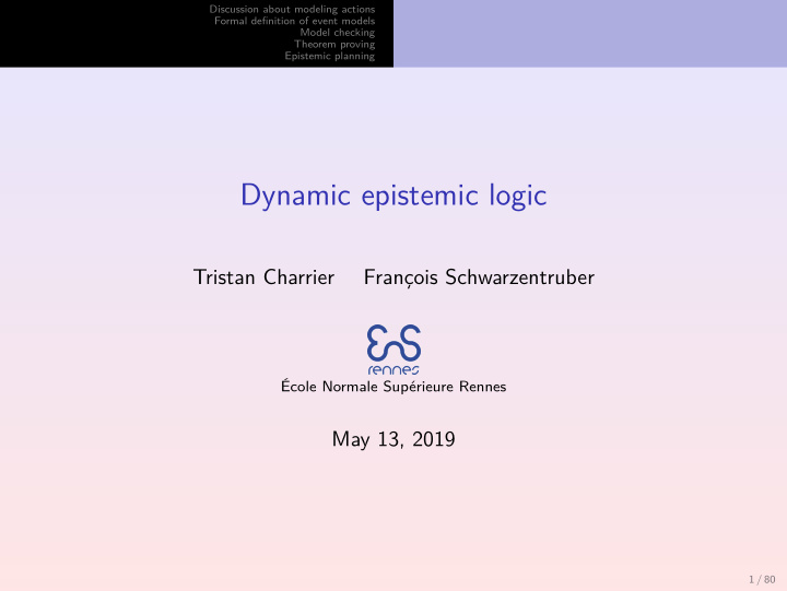 dynamic epistemic logic