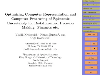 Optimizing Computer Representation and Estimates for U - . . .  Computer Processing of Epistemic
