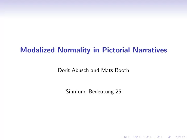 modalized normality in pictorial narratives
