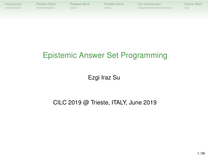 epistemic answer set programming