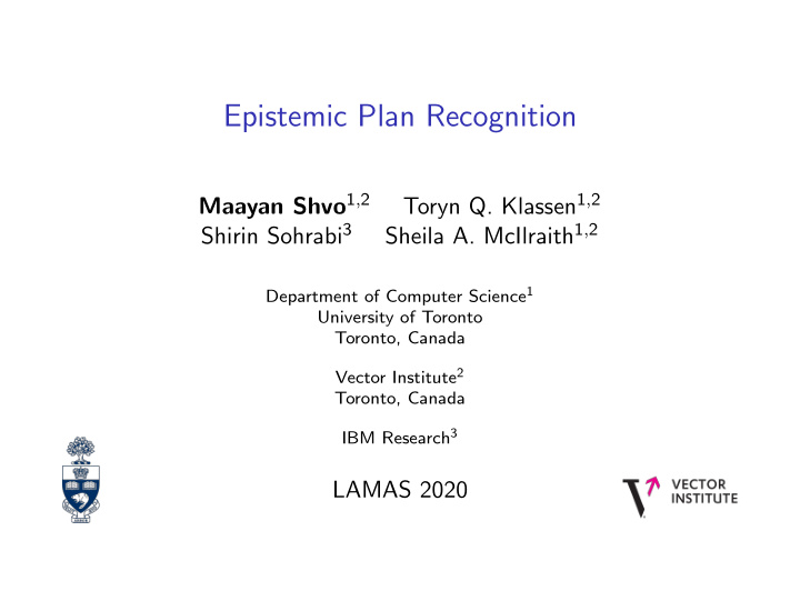 epistemic plan recognition