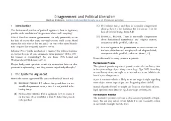 Disagreement and Political Liberalism  Matthias Brinkmann, matthias.brinkmann@philosophy.ox.ac.uk