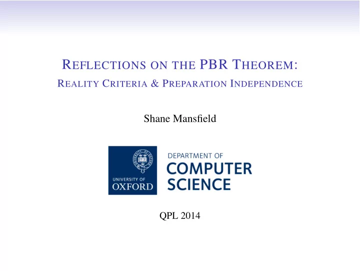 r eflections on the pbr t heorem