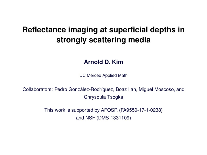 reflectance imaging at superficial depths in strongly