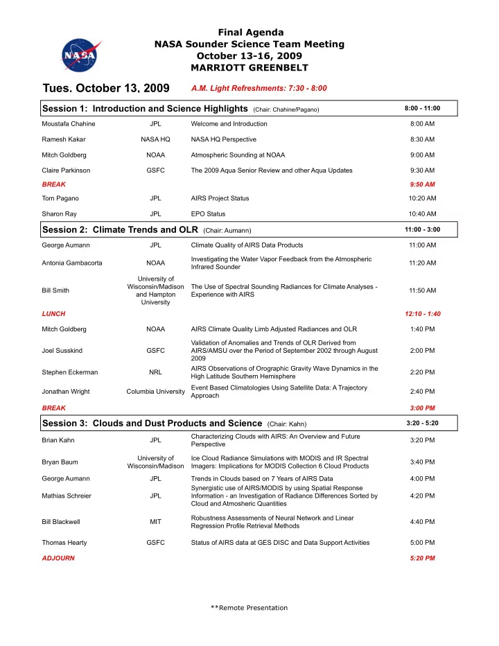 tues october 13 2009