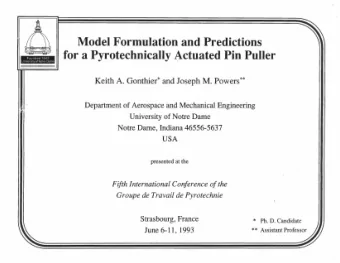 Model Formulation and Predictions for a Pyrotechnically ~ctuated  Pin Puller Founded 1842 Univer si