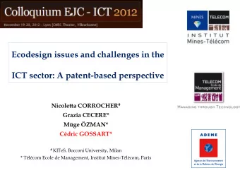 ICT sector: A patent-based perspective Nicoletta CORROCHER #  Grazia CECERE*  Mge ZMAN*